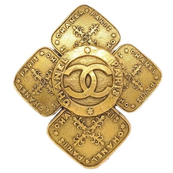 Chanel Cross Brooch Pin Gold 28/1244 123492 - Picture 1 of 4
